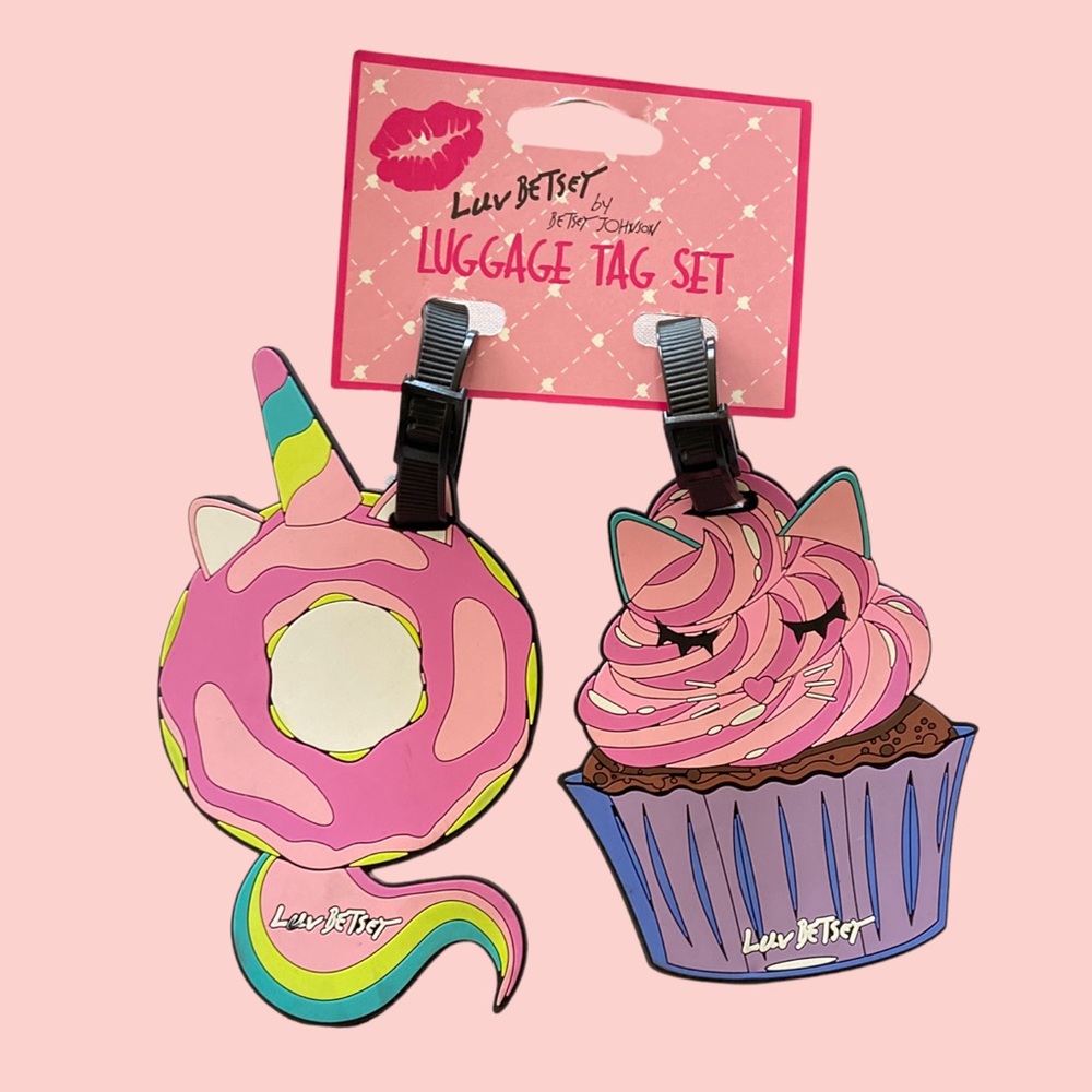 Luv Betsey By Betsey Johnson Luggage Tag Set Sweets Unicorn Donut & Cat Cupcake